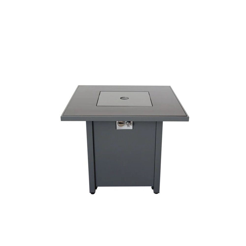 50000 BTU 30" Black Steel Propane Square Fire Pit With Cover HomeRoots