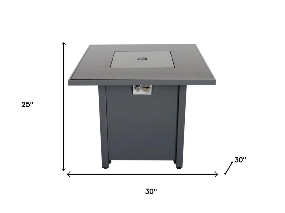 50000 BTU 30" Black Steel Propane Square Fire Pit With Cover HomeRoots