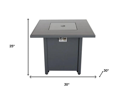 50000 BTU 30" Black Steel Propane Square Fire Pit With Cover HomeRoots