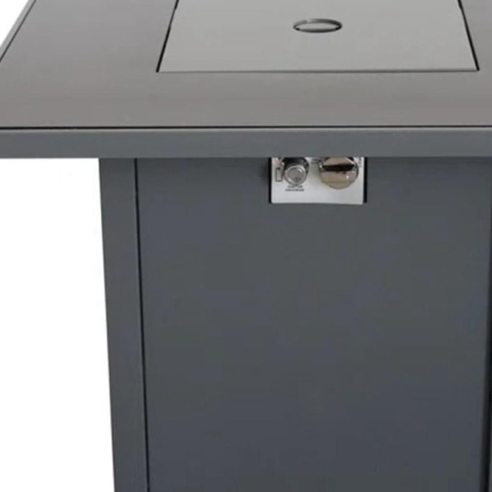 50000 BTU 30" Black Steel Propane Square Fire Pit With Cover HomeRoots