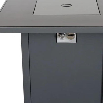 50000 BTU 30" Black Steel Propane Square Fire Pit With Cover HomeRoots