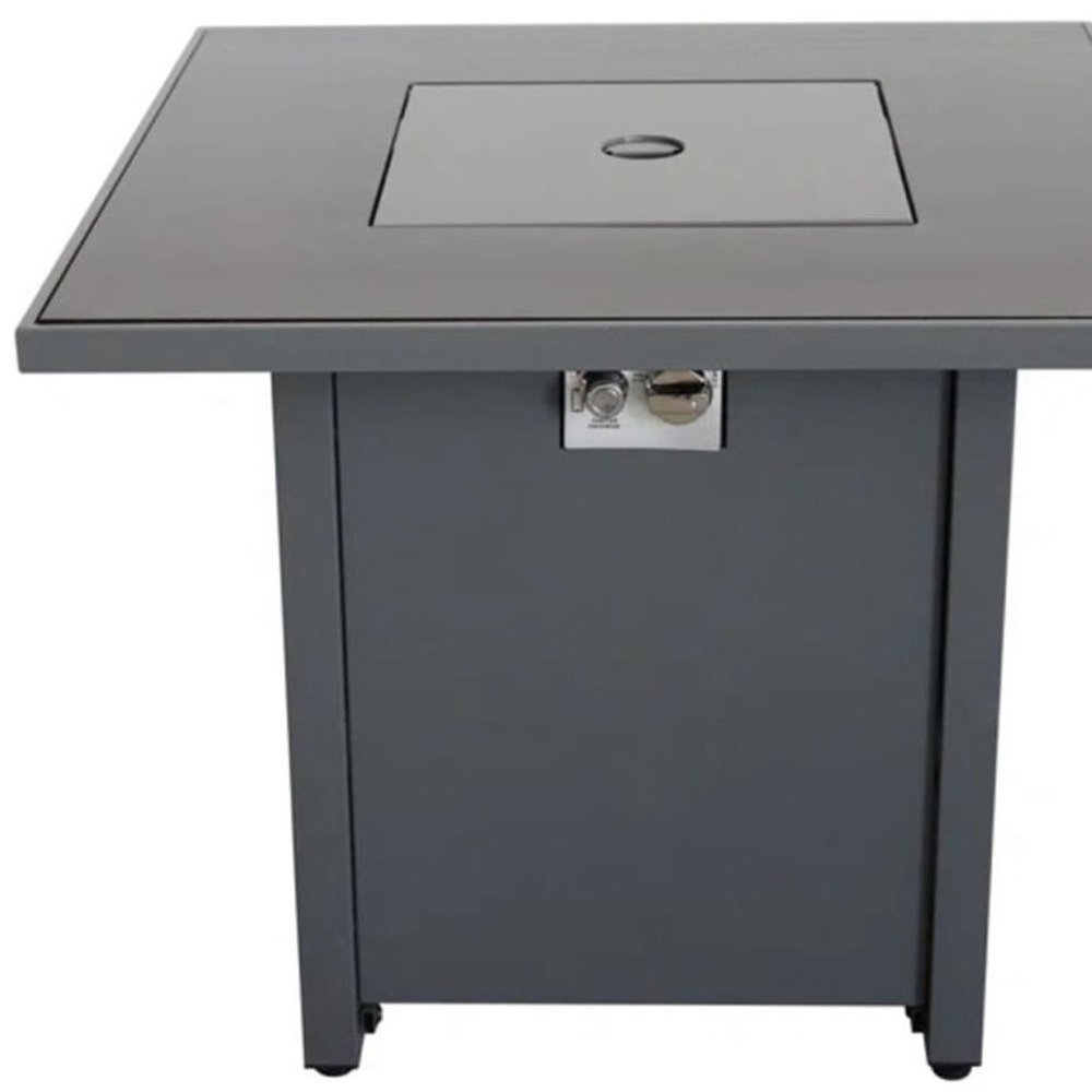 50000 BTU 30" Black Steel Propane Square Fire Pit With Cover HomeRoots