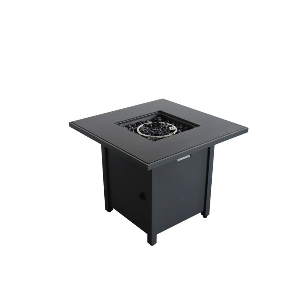 50000 BTU 30" Black Steel Propane Square Fire Pit With Cover HomeRoots