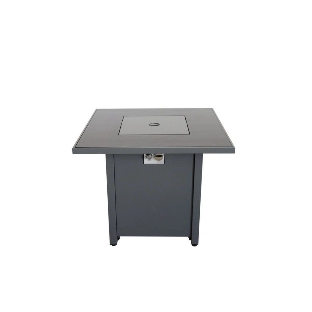50000 BTU 30" Black Steel Propane Square Fire Pit With Cover HomeRoots