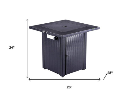 50000 BTU 28" Black Steel Propane Square Fire Pit With Cover HomeRoots