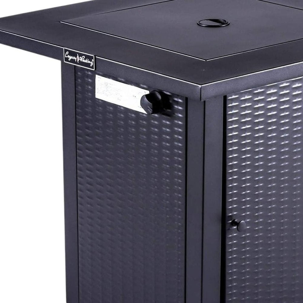 50000 BTU 28" Black Steel Propane Square Fire Pit With Cover HomeRoots