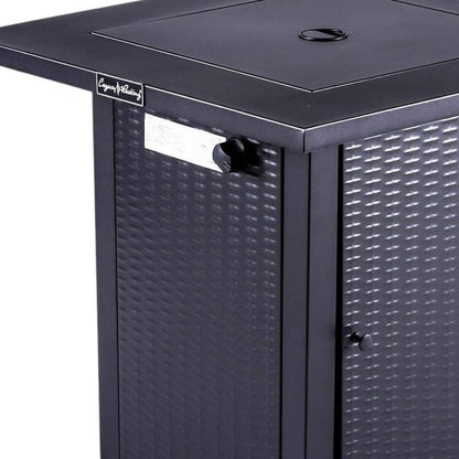50000 BTU 28" Black Steel Propane Square Fire Pit With Cover HomeRoots