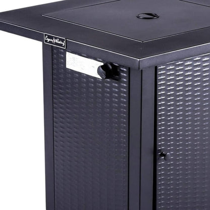 50000 BTU 28" Black Steel Propane Square Fire Pit With Cover