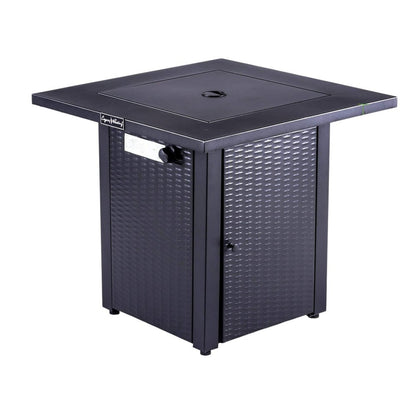50000 BTU 28" Black Steel Propane Square Fire Pit With Cover