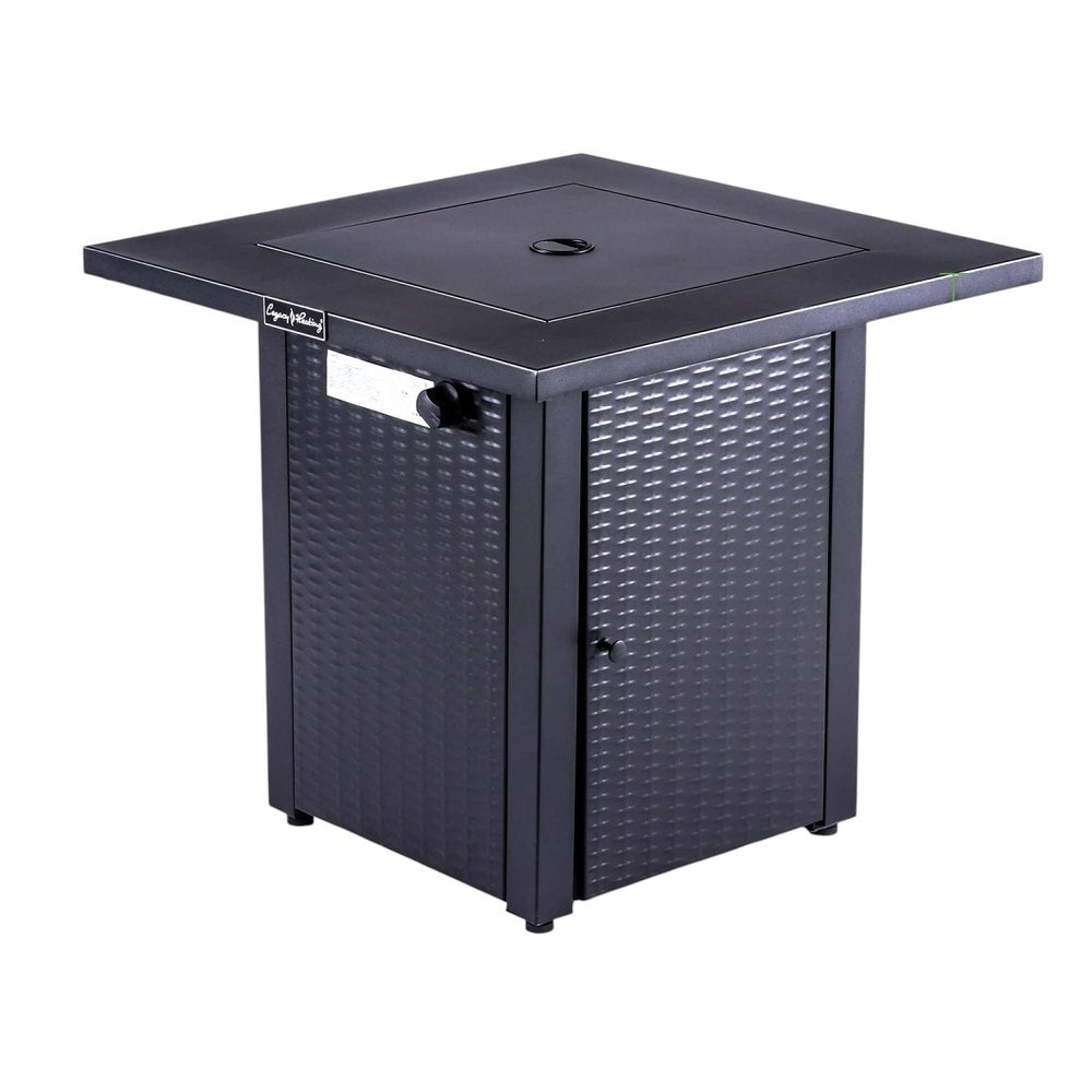 50000 BTU 28" Black Steel Propane Square Fire Pit With Cover HomeRoots