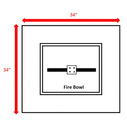 50000 BTU 34" Gray Concrete Propane Square Fire Pit With Cover HomeRoots