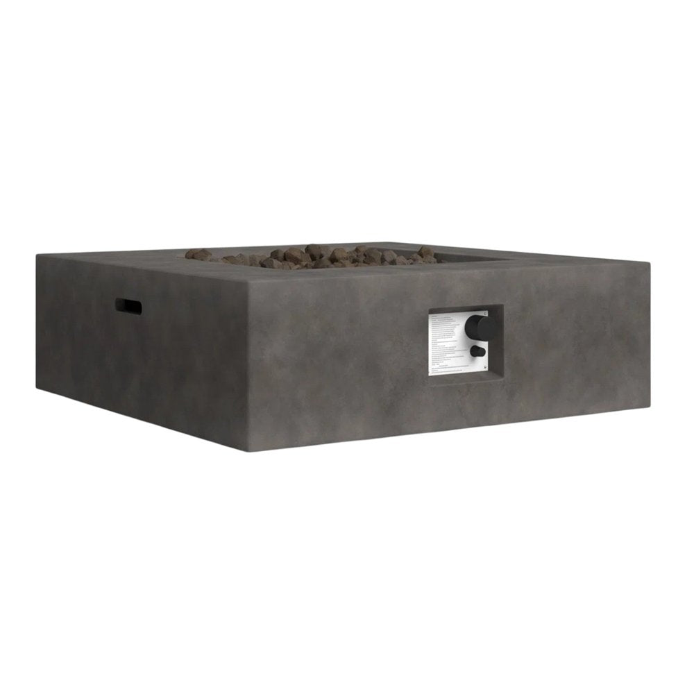 50000 BTU 34" Gray Concrete Propane Square Fire Pit With Cover HomeRoots
