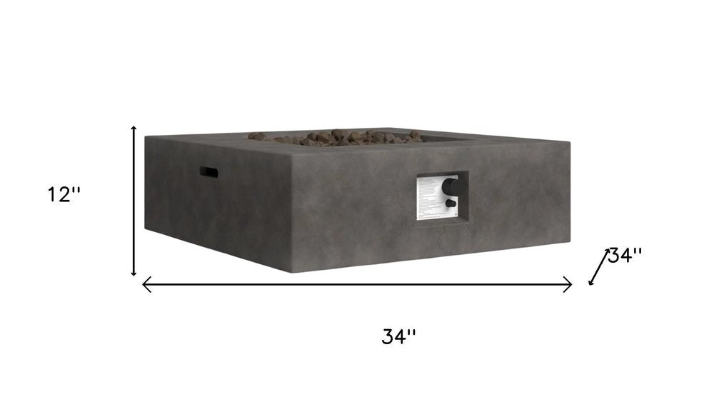 50000 BTU 34" Gray Concrete Propane Square Fire Pit With Cover HomeRoots