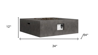 50000 BTU 34" Gray Concrete Propane Square Fire Pit With Cover HomeRoots