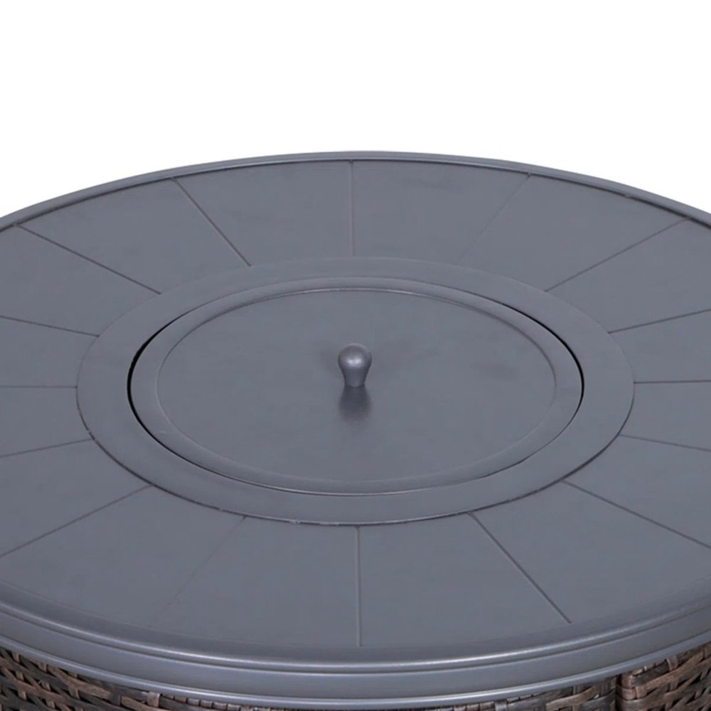 50000 BTU 32" Espresso Aluminum And Wicker Propane Round Fire Pit With Cover HomeRoots