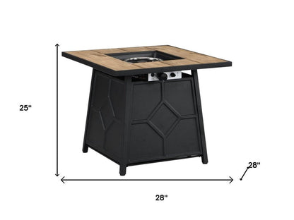 40000 BTU 28" Brown Iron Propane Square Fire Pit With Cover HomeRoots