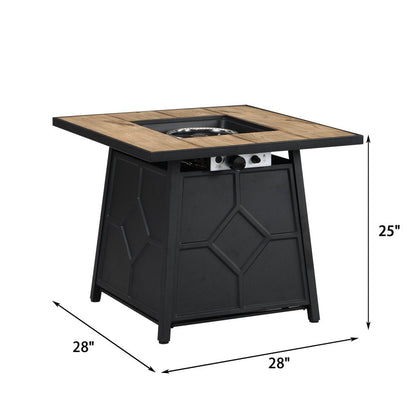 40000 BTU 28" Brown Iron Propane Square Fire Pit With Cover HomeRoots