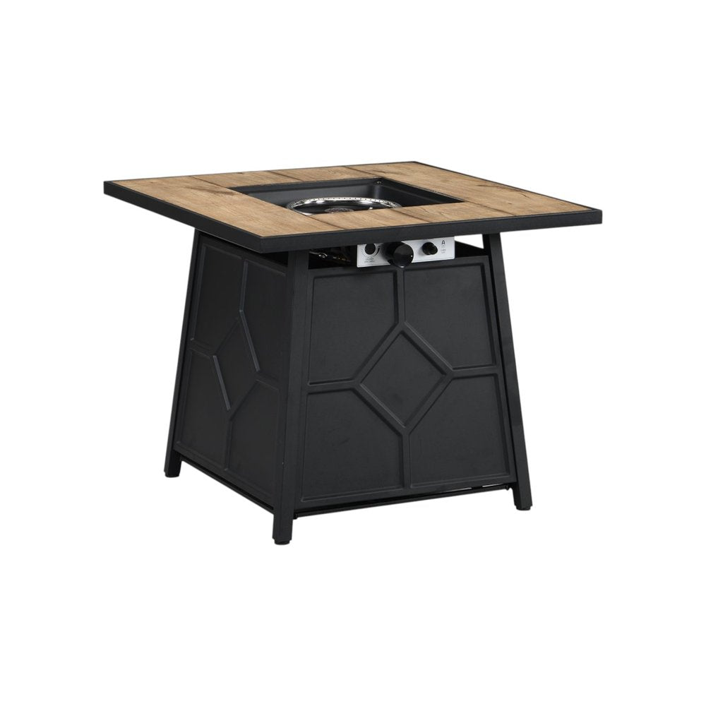 40000 BTU 28" Brown Iron Propane Square Fire Pit With Cover HomeRoots