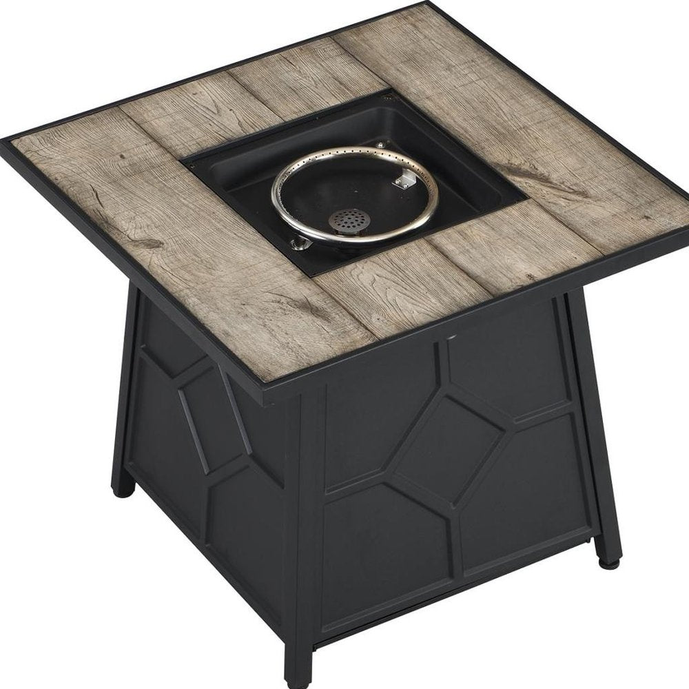 40000 BTU 28" Gray Iron Propane Square Fire Pit With Cover HomeRoots