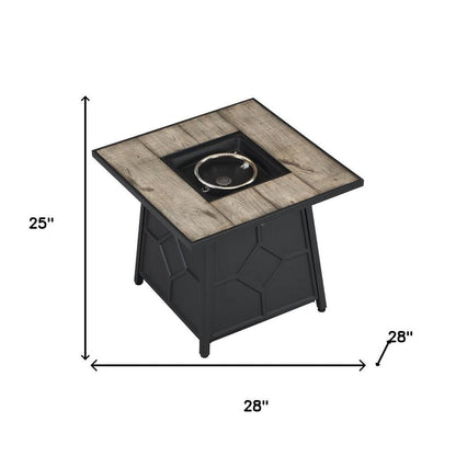 40000 BTU 28" Gray Iron Propane Square Fire Pit With Cover HomeRoots
