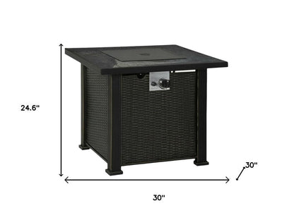 50000 BTU 30" Black Steel Propane Square Fire Pit With Cover HomeRoots