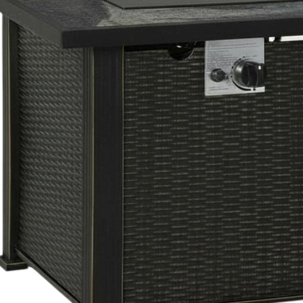 50000 BTU 30" Black Steel Propane Square Fire Pit With Cover HomeRoots