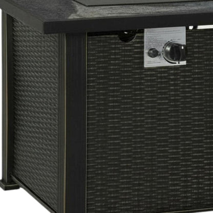 50000 BTU 30" Black Steel Propane Square Fire Pit With Cover HomeRoots
