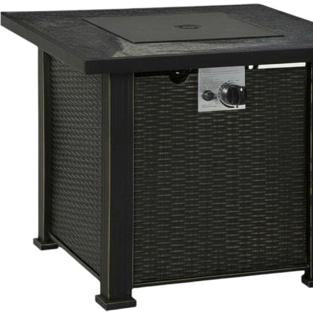 50000 BTU 30" Black Steel Propane Square Fire Pit With Cover HomeRoots