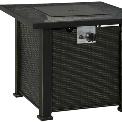 50000 BTU 30" Black Steel Propane Square Fire Pit With Cover HomeRoots