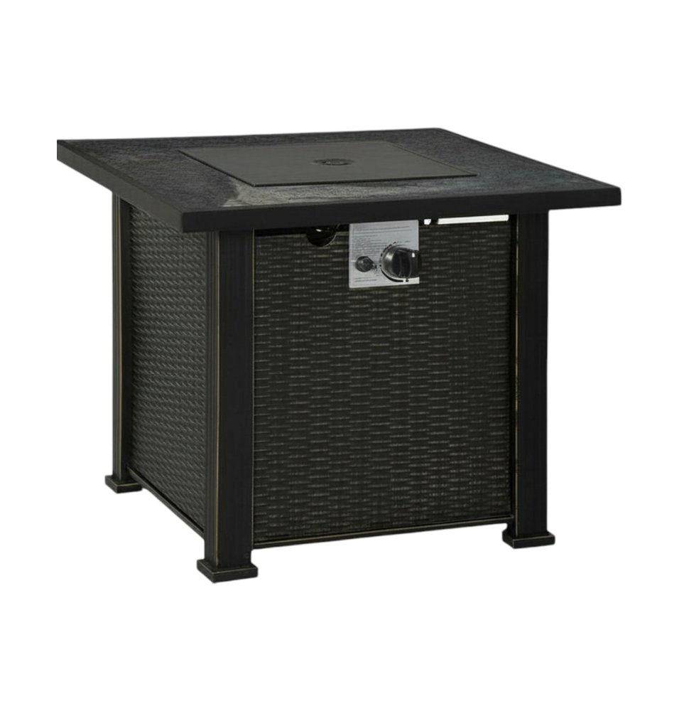 50000 BTU 30" Black Steel Propane Square Fire Pit With Cover HomeRoots