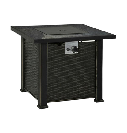 50000 BTU 30" Black Steel Propane Square Fire Pit With Cover HomeRoots