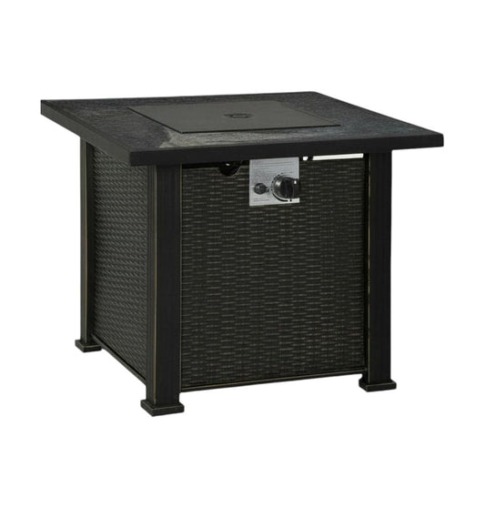 50000 BTU 30" Black Steel Propane Square Fire Pit With Cover HomeRoots