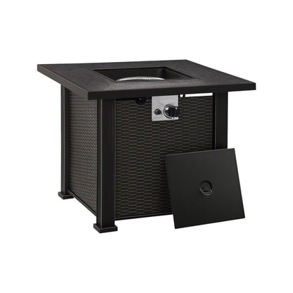 50000 BTU 30" Black Steel Propane Square Fire Pit With Cover HomeRoots