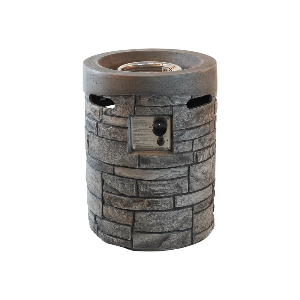 32000 BTU 26" Gray Magnesium Oxide Propane Round Fire Pit With Cover HomeRoots