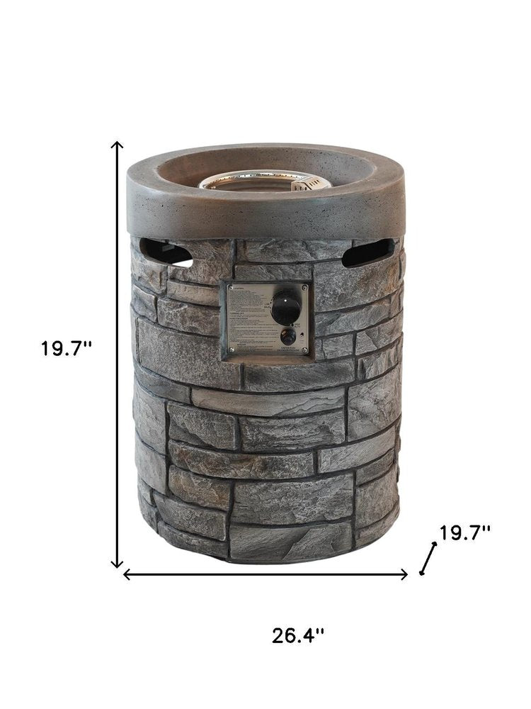 32000 BTU 26" Gray Magnesium Oxide Propane Round Fire Pit With Cover HomeRoots