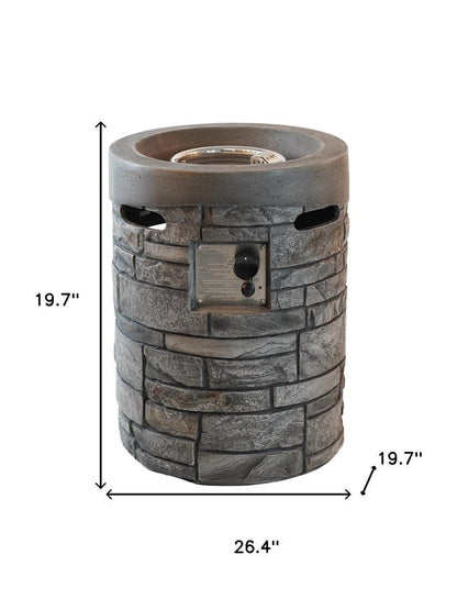 32000 BTU 26" Gray Magnesium Oxide Propane Round Fire Pit With Cover HomeRoots
