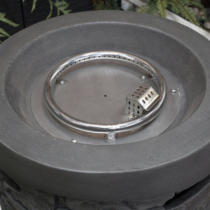 32000 BTU 26" Gray Magnesium Oxide Propane Round Fire Pit With Cover HomeRoots