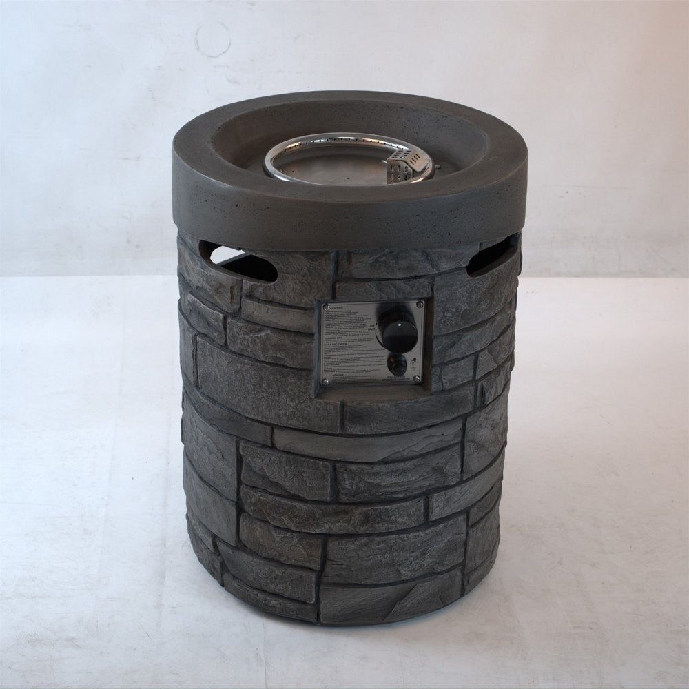 32000 BTU 26" Gray Magnesium Oxide Propane Round Fire Pit With Cover HomeRoots