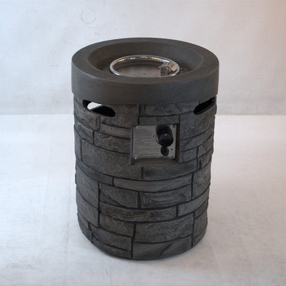 32000 BTU 26" Gray Magnesium Oxide Propane Round Fire Pit With Cover HomeRoots