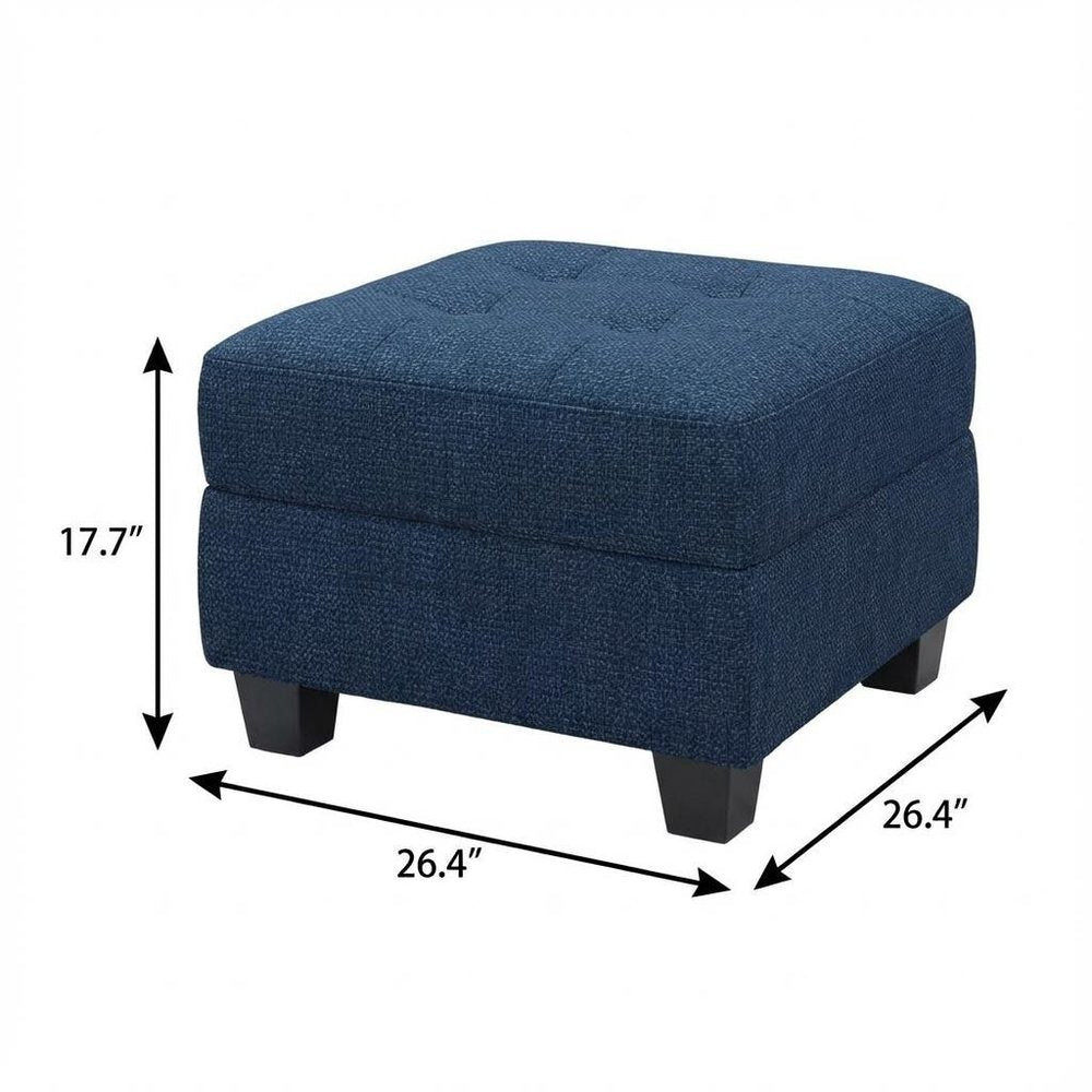 26" Gray And Black Linen Tufted Ottoman With Storage HomeRoots