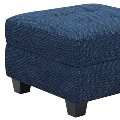 26" Gray And Black Linen Tufted Ottoman With Storage HomeRoots
