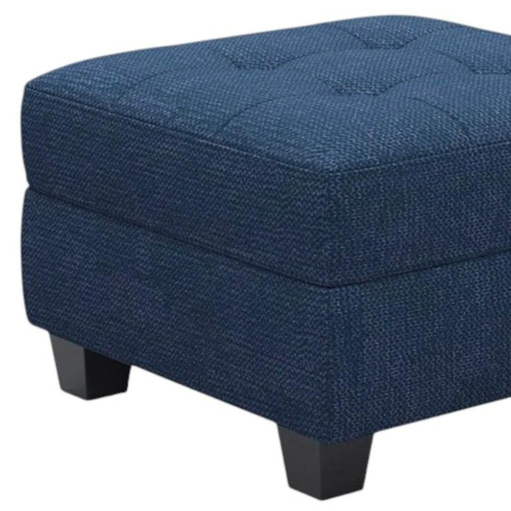 26" Gray and Black Solid Wood and Linen Tufted Storage Ottoman HomeRoots