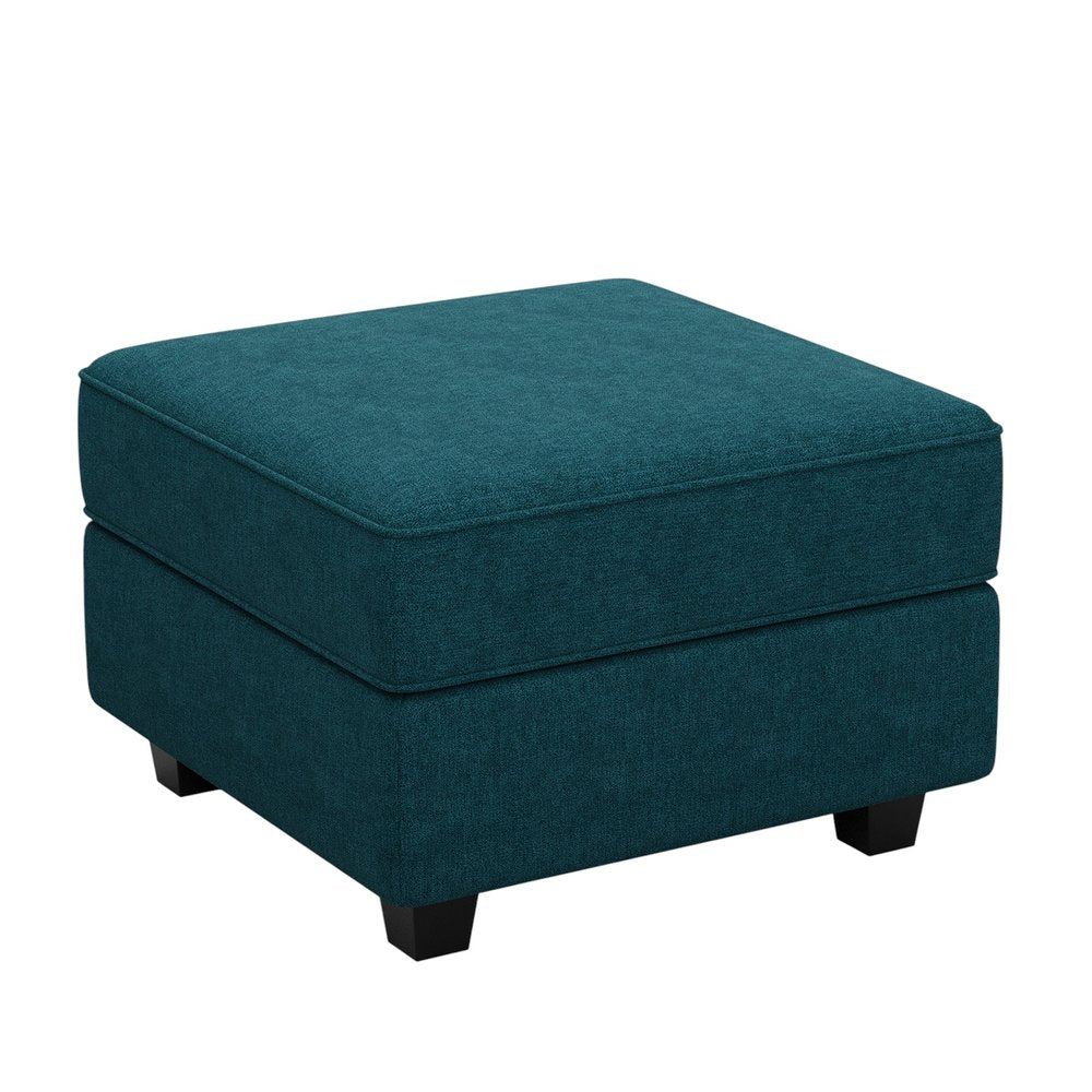 26" Teal Blue and Black Solid Wood and Microfiber Storage Ottoman HomeRoots