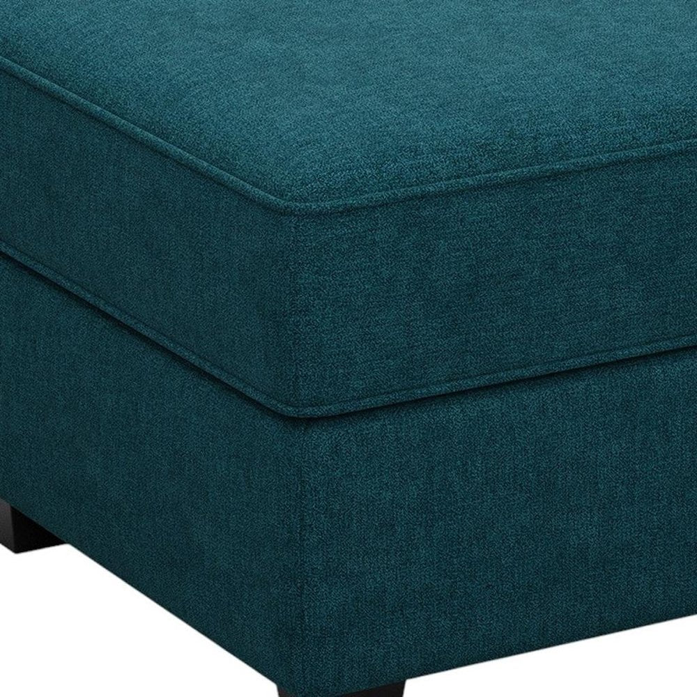 26" Blue And Black Velvet Ottoman With Storage HomeRoots
