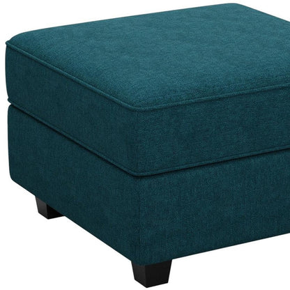 26" Teal Blue and Black Solid Wood and Microfiber Storage Ottoman HomeRoots