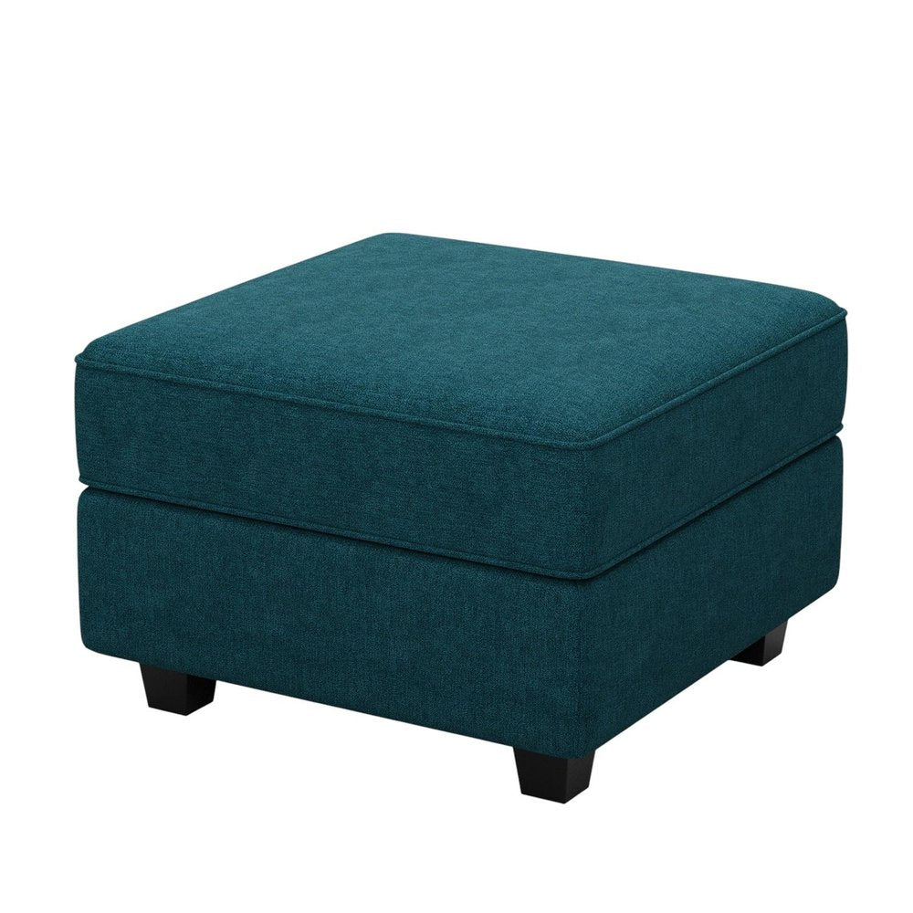 26" Blue And Black Velvet Ottoman With Storage HomeRoots