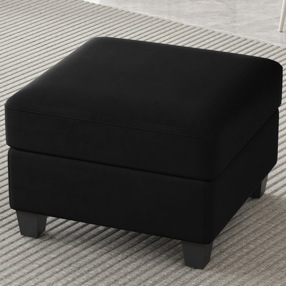 26" Gray and Black Chenille Storage Ottoman HomeRoots