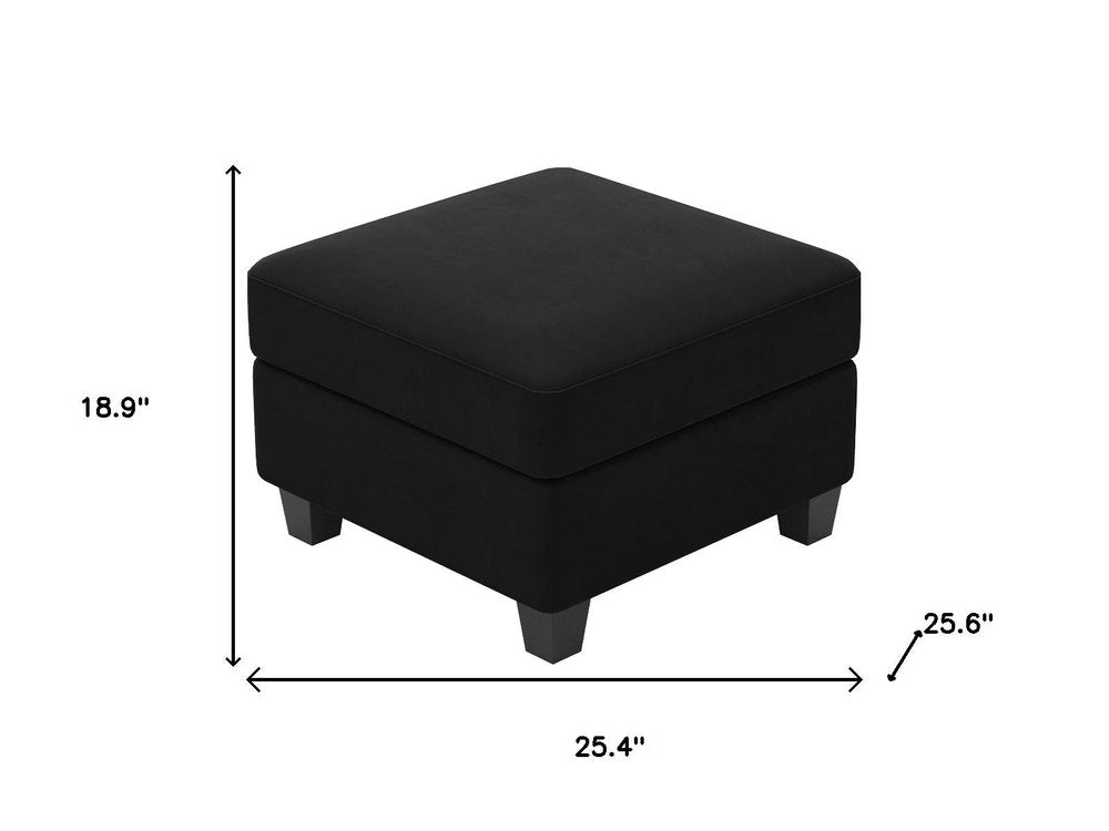 25" Black Velvet Ottoman With Storage HomeRoots