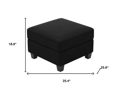 25" Black Velvet Ottoman With Storage HomeRoots