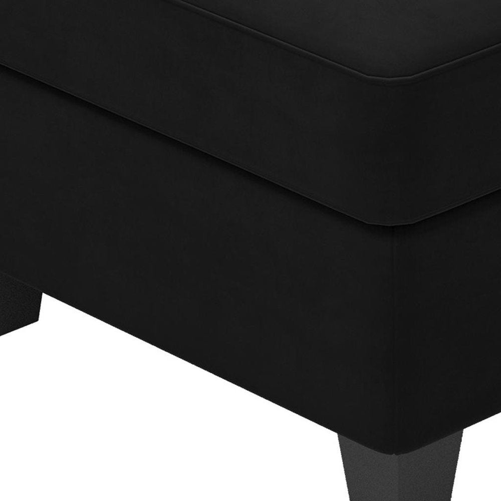 25" Black Velvet Ottoman With Storage HomeRoots